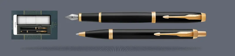 Pióro + Długopis Parker IM Czarny GT + Etui Kolor - 2093216