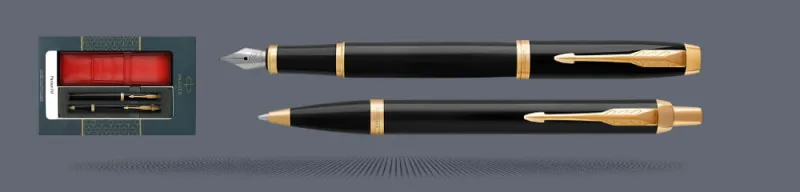 Pióro + Długopis Parker IM Czarny GT + Etui Kolor - 2093216