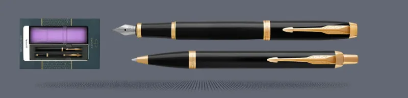 Pióro + Długopis Parker IM Czarny GT + Etui Kolor - 2093216