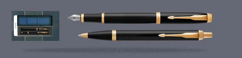 Pióro + Długopis Parker IM Czarny GT + Etui Kolor - 2093216