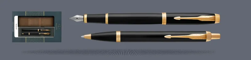 Pióro + Długopis Parker IM Czarny GT + Etui Kolor - 2093216