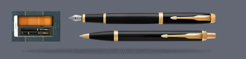 Pióro + Długopis Parker IM Czarny GT + Etui Kolor - 2093216
