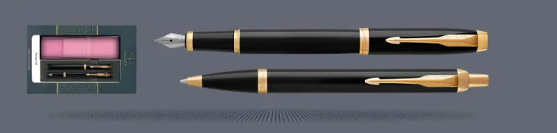 Pióro + Długopis Parker IM Czarny GT + Etui Kolor - 2093216