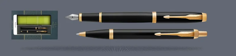 Pióro + Długopis Parker IM Czarny GT + Etui Kolor - 2093216
