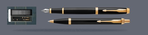 Zestaw Pióro wieczne + Długopis Parker IM Core Czarny GT + Etui Kolor | Stalówka M