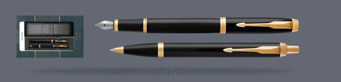 Pióro + Długopis Parker IM Czarny GT + Etui Kolor - 2093216