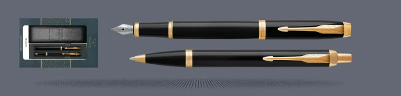 Pióro + Długopis Parker IM Czarny GT + Etui Kolor - 2093216