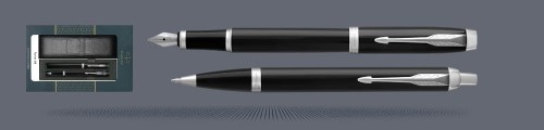 Zestaw Pióro wieczne + Długopis Parker IM Core Czarny CT + Etui Kolor | Stalówka M