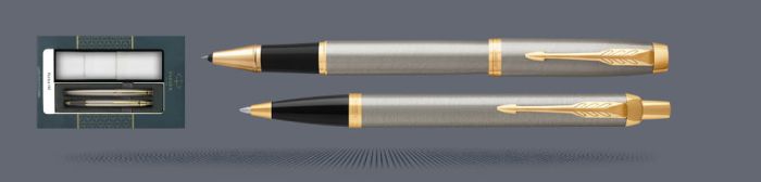 Zestaw Długopis + Pióro Kulkowe Parker IM Core Brushed Metal GT + Etui Kolor