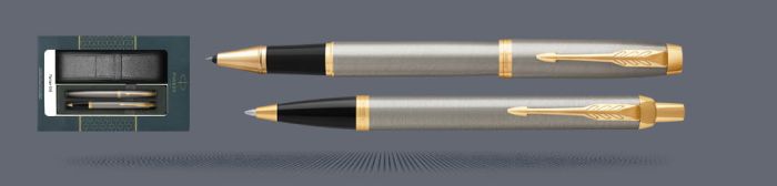 Zestaw Długopis + Pióro Kulkowe Parker IM Core Brushed Metal GT + Etui Kolor