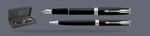 Zestaw Pióro wieczne + Długopis Parker Sonnet Core Czarny Mat CT | Stalówka F - 1931521_1931524