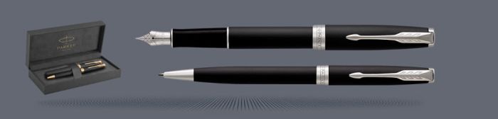 Zestaw Pióro wieczne + Długopis Parker Sonnet Core Czarny Mat CT | Stalówka F - 1931521_1931524