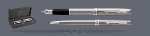 Zestaw Pióro wieczne + Długopis Parker Sonnet Core Satynowa Stal CT | Stalówka F - 1931509_1931512