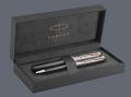 Zestaw Pióro wieczne + Długopis Parker Sonnet Premium Metal & Grey PGT | Stalówka F/18k - 2119788_2119791 + BOX Premium