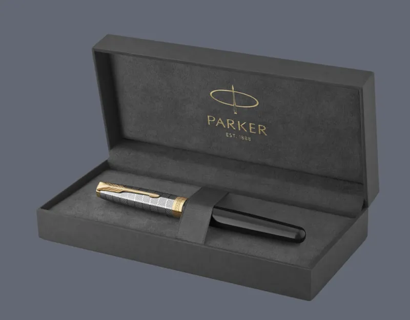 Pióro wieczne Parker Sonnet Premium Metal & Black GT | Stalówka F/18k - 2119784 + BOX Premium