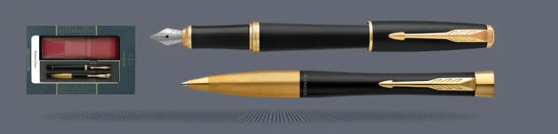Zestaw Pióro wieczne + Długopis Urban Core Muted Black GT + Etui Kolor | Stalówka M
