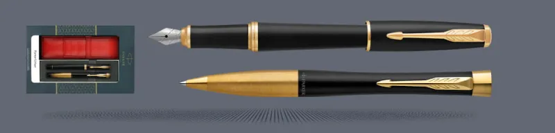 Zestaw Pióro wieczne + Długopis Urban Core Muted Black GT + Etui Kolor | Stalówka M