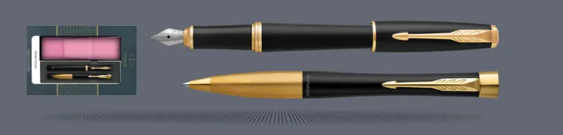 Zestaw Pióro wieczne + Długopis Urban Core Muted Black GT + Etui Kolor | Stalówka M