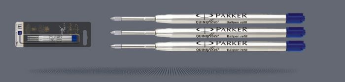 Wkłady do długopisu Parker QUINKflow Niebieskie (3 szt.) | Końcówka M - 2119152