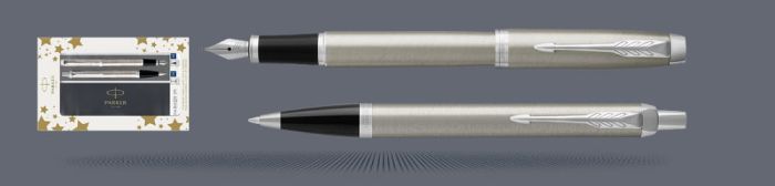 Zestaw Duo Pióro wieczne + Długopis Parker IM Essential Stalowy CT | Stalówka M - 2183058