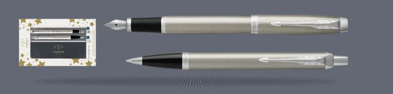 Zestaw Duo Pióro wieczne + Długopis Parker IM Essential Stalowy CT | Stalówka M - 2183058