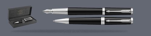Zestaw Pióro wieczne + Długopis Parker Ingenuity Czarny CT | Stalówka F