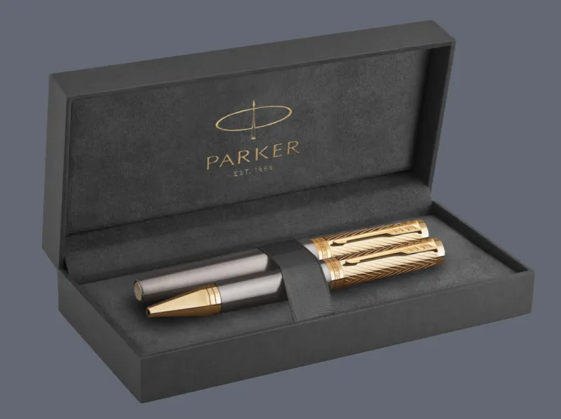 Zestaw Pióro wieczne + Długopis Parker Ingenuity Pioneers GT | Stalówka F + BOX Premium