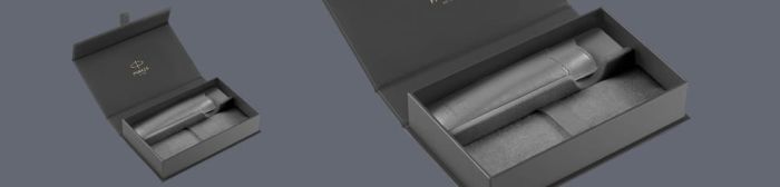 Pudełko Prezentowe Parker + Etui Skóra Eko szare typu sleeve - na jeden instrument piśmienny - 2195848_2216948