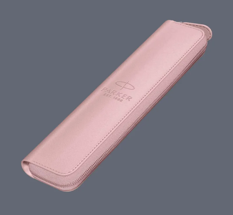 Pudełko Prezentowe Parker + Etui Skóra Eko różowy pastel na suwak - 2195848_2186242