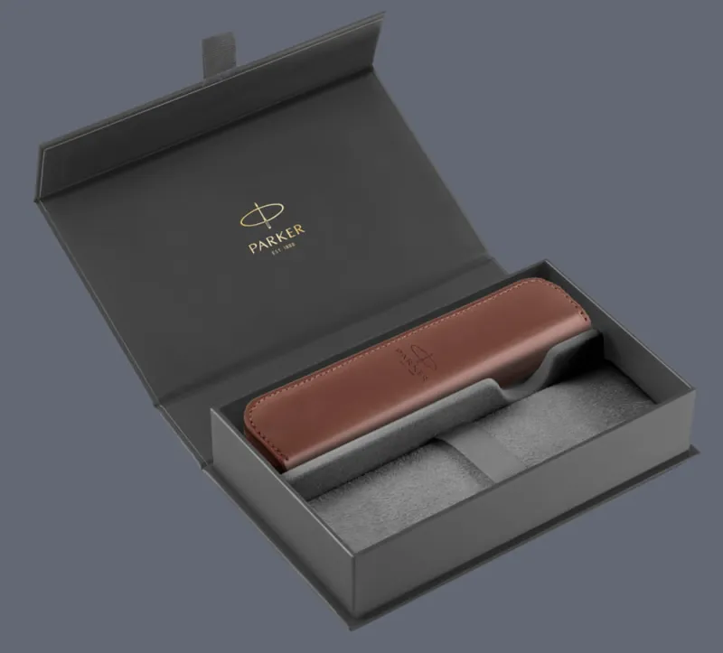 Pudełko Prezentowe Parker + Etui Skóra Eko brązowe na suwak - 2195848_2217022
