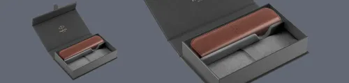 Pudełko Prezentowe Parker + Etui Skóra Eko brązowe na suwak - 2195848_2217022