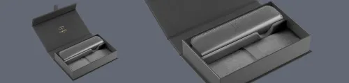 Pudełko Prezentowe Parker + Etui Skóra Eko szare na suwak - 2195848_2217021