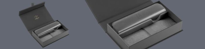 Pudełko Prezentowe Parker + Etui Skóra Eko szare na suwak - 2195848_2217021