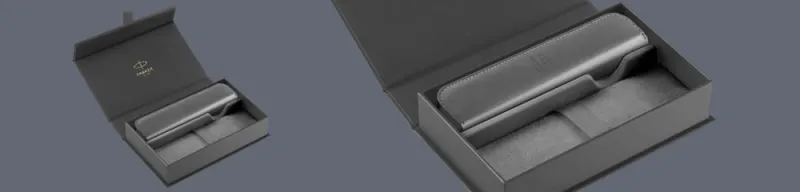 Pudełko Prezentowe Parker + Etui Skóra Eko szare na suwak - 2195848_2217021