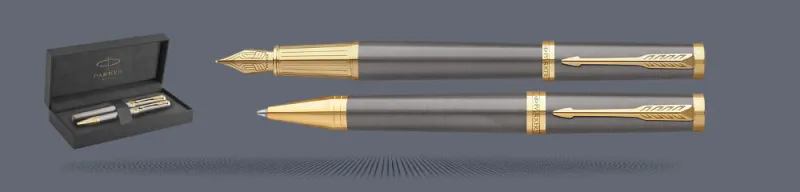 Zestaw Pióro wieczne + Długopis Parker Ingenuity Grey GT | Stalówka F