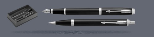 Zestaw Pióro wieczne + Długopis Parker IM Core Czarny CT + Etui + Premium Box | Stalówka M - 2214457