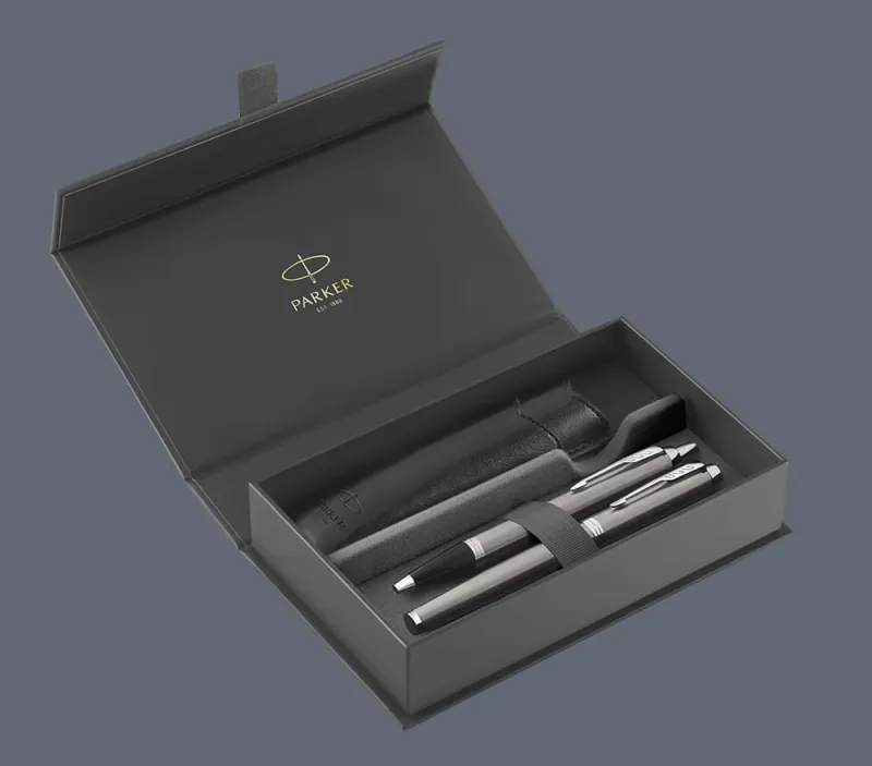 Zestaw Pióro wieczne + Długopis Parker IM Essential Stalowy CT + Etui + Box Premium | Stalówka M - 2214458