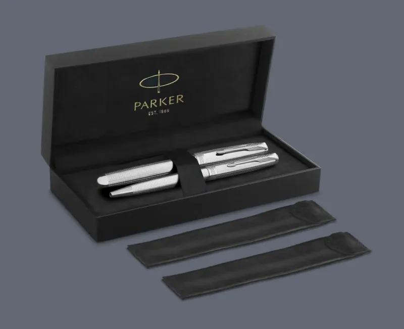 Zestaw Pióro wieczne + Długopis Parker Sonnet Premium Ciselé CT | Stalówka F/18k - 2209261_2209263
