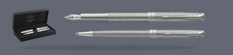 Zestaw Pióro wieczne + Długopis Parker Sonnet Premium Ciselé CT | Stalówka F/18k - 2209261_2209263