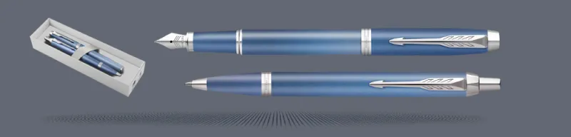 Zestaw Pióro wieczne + Długopis Parker IM Rituals Blue CT | Stalówka F - 2203904_2203906