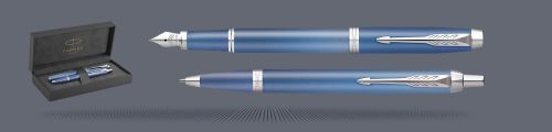 Zestaw Pióro wieczne + Długopis Parker IM Rituals Blue CT + Premium Box | Stalówka F - 2203904_2203906