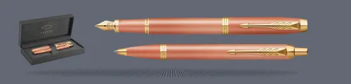 Zestaw Pióro wieczne + Długopis Parker IM Rituals Orange GT + Premium Box | Stalówka F - 2203900_2203902