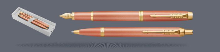 Zestaw Pióro wieczne + Długopis Parker IM Rituals Orange GT | Stalówka F - 2203900_2203902