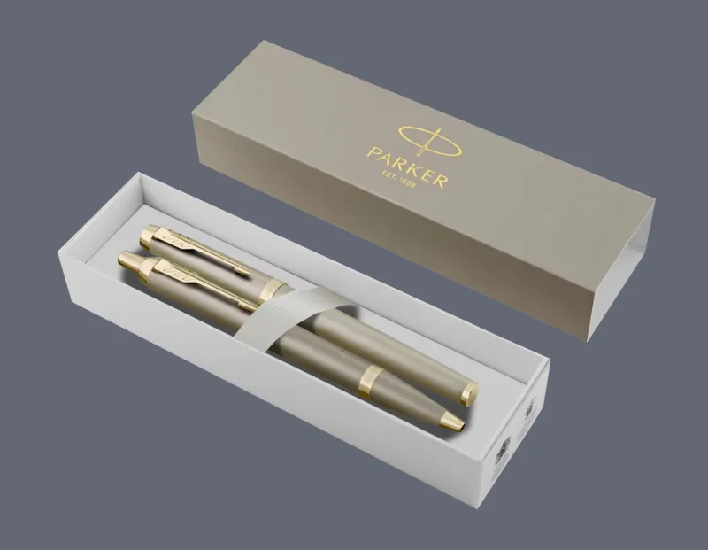 Zestaw Pióro wieczne + Długopis Parker IM Rituals Sandstone PVD | Stalówka F - 2235418_2235420