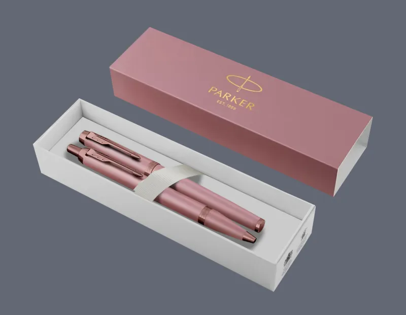 Zestaw Pióro wieczne + Długopis Parker IM Rituals Mauve PVD | Stalówka F - 2235414_2235416