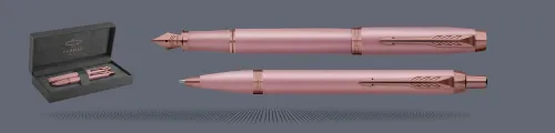Zestaw Pióro wieczne + Długopis Parker IM Rituals Mauve PVD + Premium Box | Stalówka F - 2235414_2235416