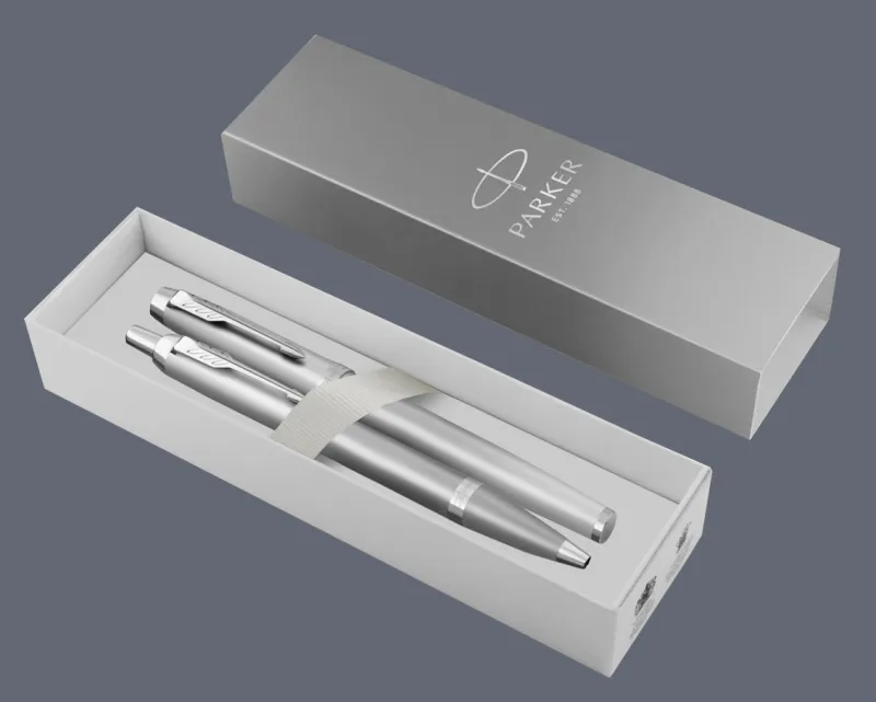 Zestaw Pióro wieczne + Długopis Parker IM Rituals Grey CT | Stalówka F - 2203896_2203898