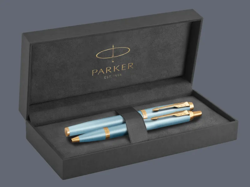 Zestaw Pióro wieczne + Długopis Parker IM Rituals Turquoise Green GT + Premium Box | Stalówka F - 2203892_2203894