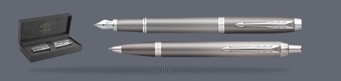 Pióro wieczne + Długopis Parker IM Rituals Grey CT + Premium Box | Stalówka F - 2203896_2203898