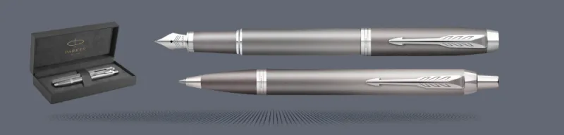 Pióro wieczne + Długopis Parker IM Rituals Grey CT + Premium Box | Stalówka F - 2203896_2203898